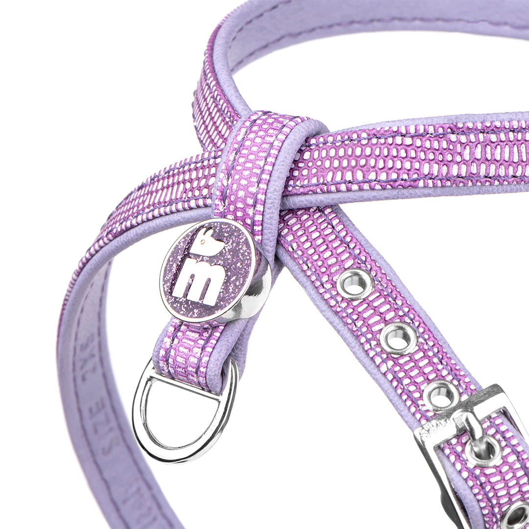 MyFamily X harness of the Saint Tropez collection in fine crafted lilac leatherette