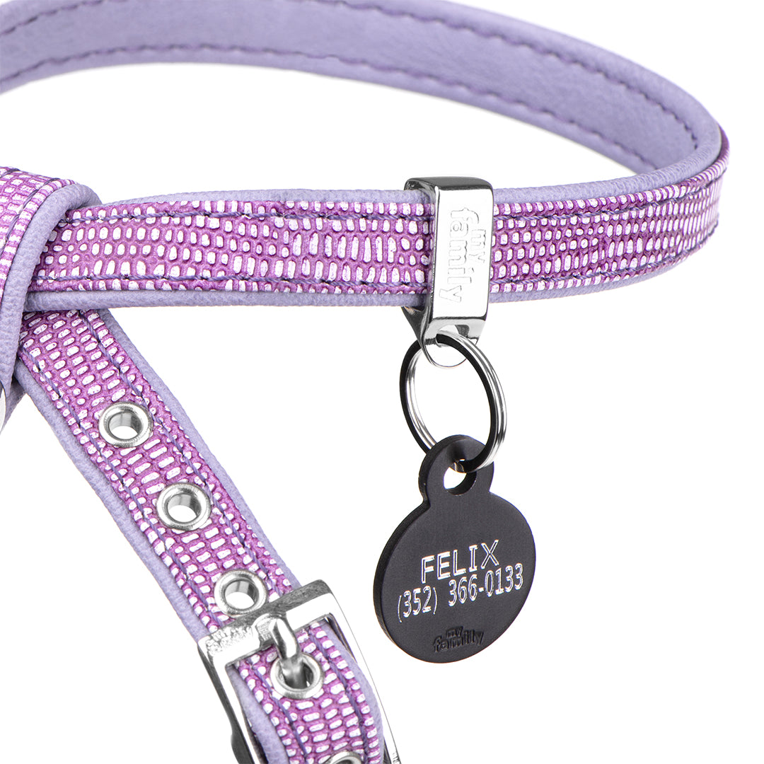 MyFamily X harness of the Saint Tropez collection in fine crafted lilac leatherette