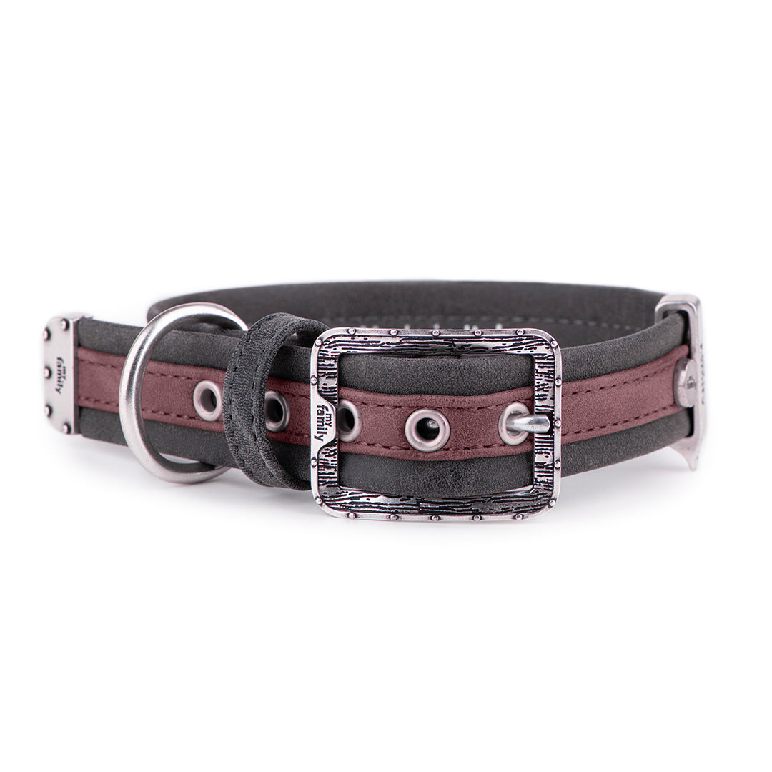 MyFamily London Dog Collar in Fine Crafted Purple Leatherette