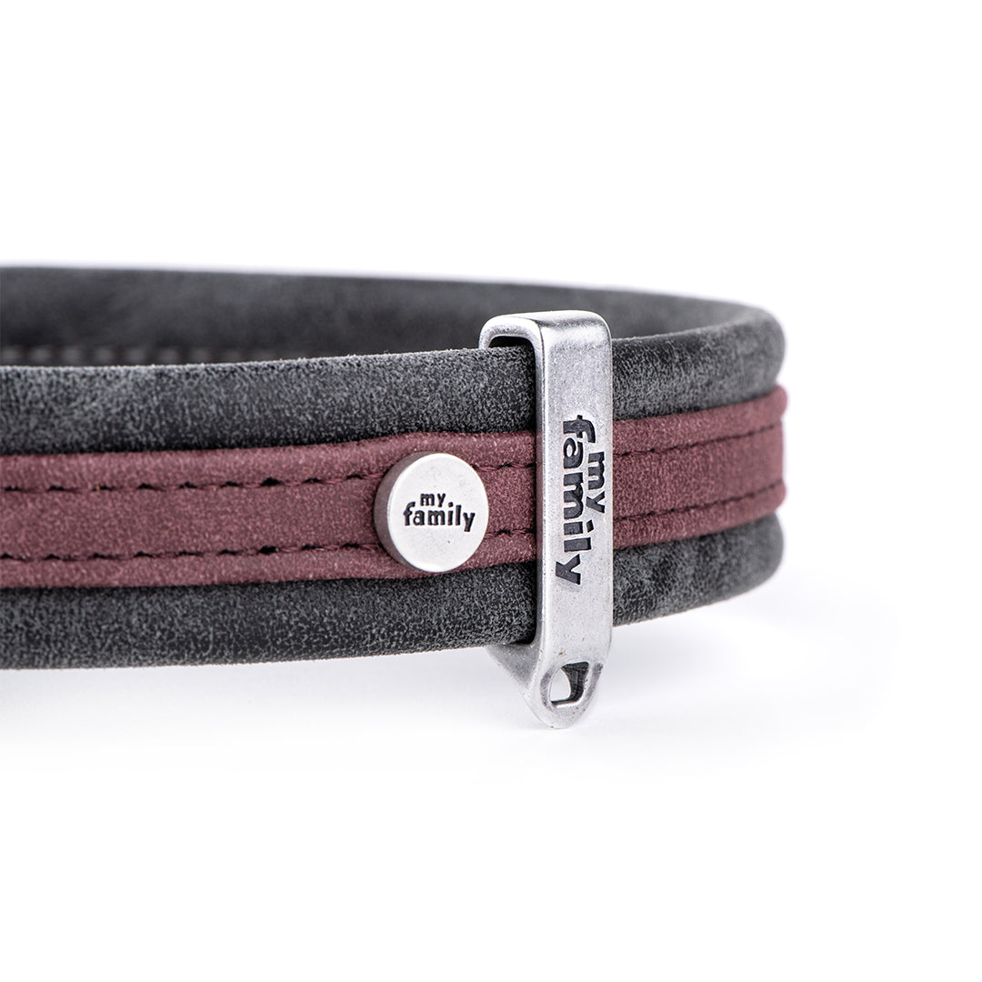 MyFamily London Dog Collar in Fine Crafted Purple Leatherette