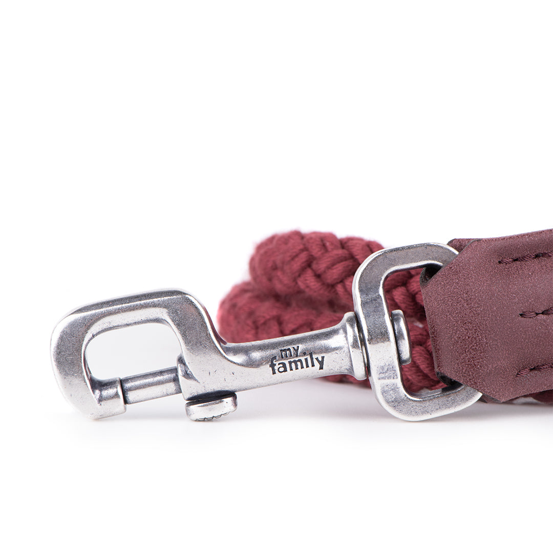 MyFamily London Dog Leash in Fine Crafted Purple Leatherette and Rope