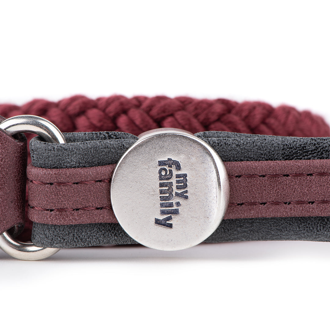 MyFamily London Dog Leash in Fine Crafted Purple Leatherette and Rope