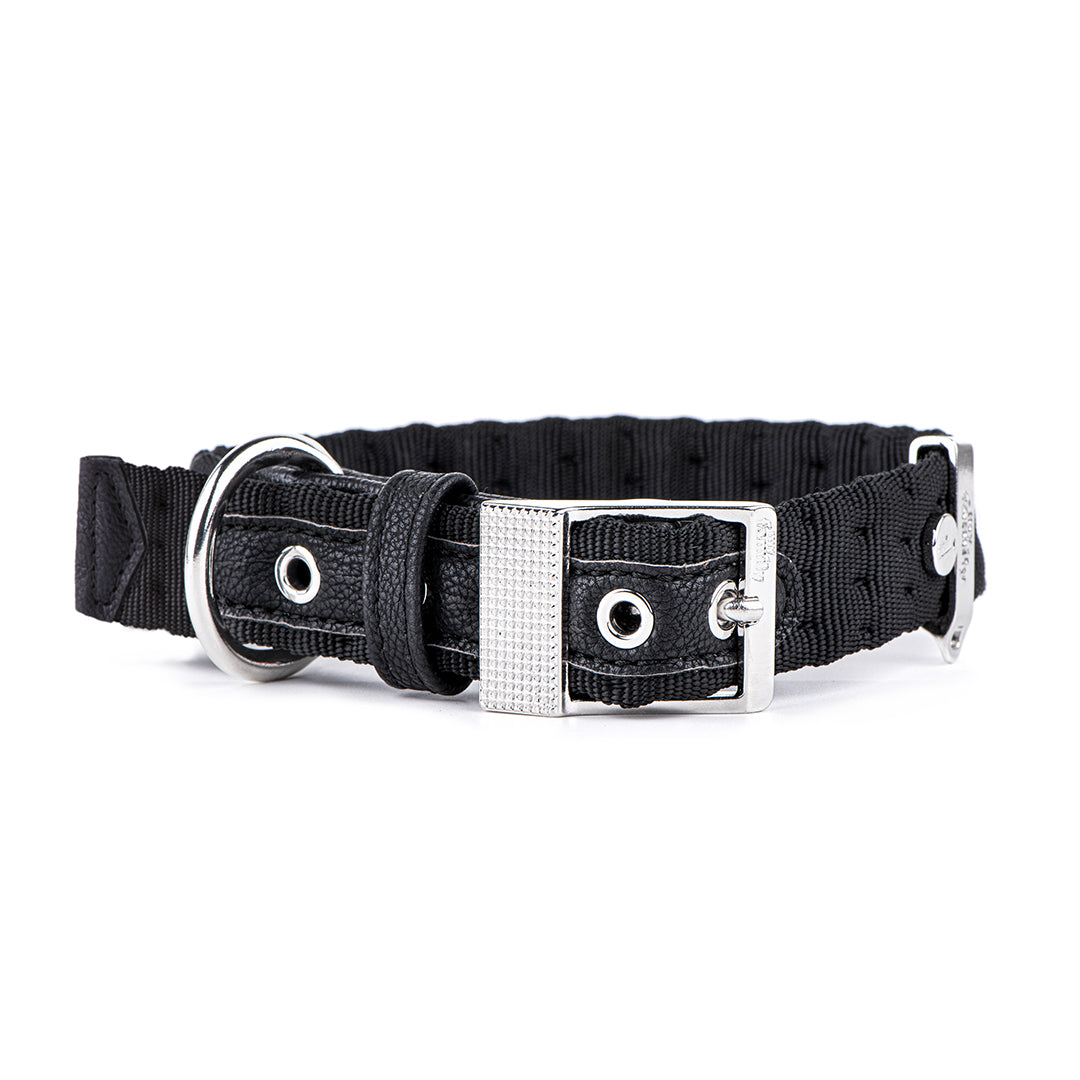 MyFamily Milano Dog Collar in Premier Quality Italian Black Nylon