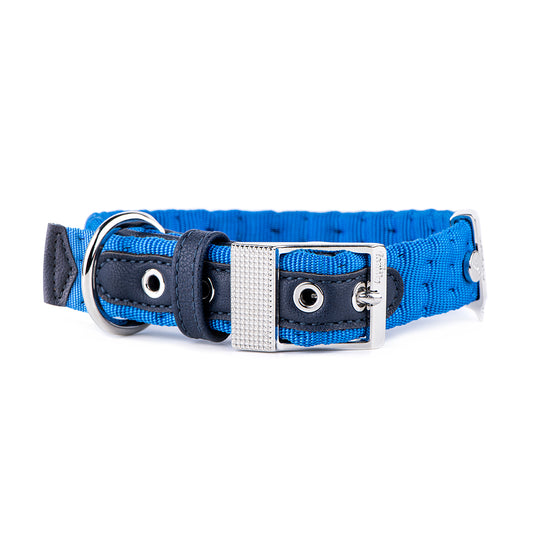 MyFamily Milano Dog Collar in Premier Quality Italian Light Blue Nylon