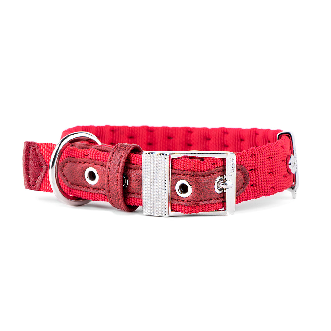 MyFamily Milano Dog Collar in Premier Quality Italian Red Nylon