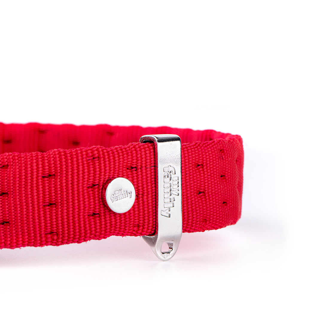 MyFamily Milano Dog Collar in Premier Quality Italian Red Nylon