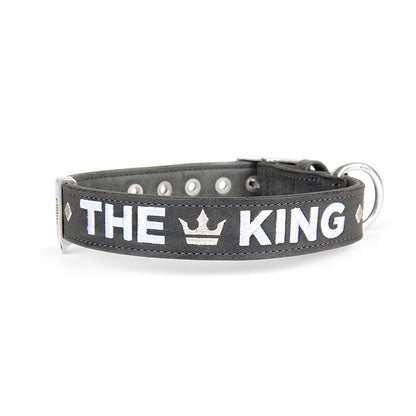 MyFamily Royal Dog Collar in Fine Crafted Grey Leatherette