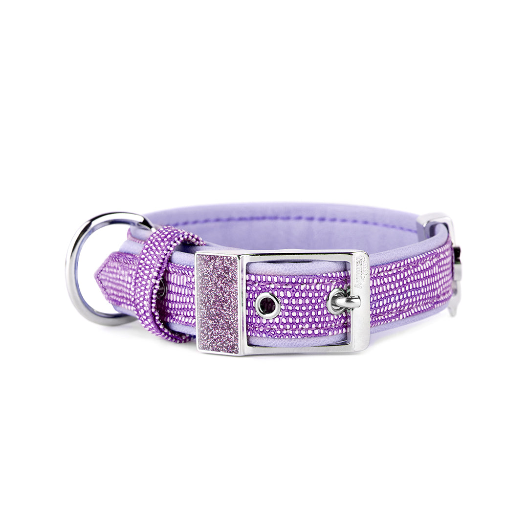 MyFamily Saint Tropez Dog Collar in Fine Crafted Lilac Leatherette