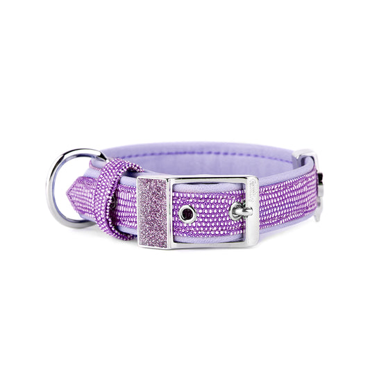 MyFamily Saint Tropez Dog Collar in Fine Crafted Lilac Leatherette