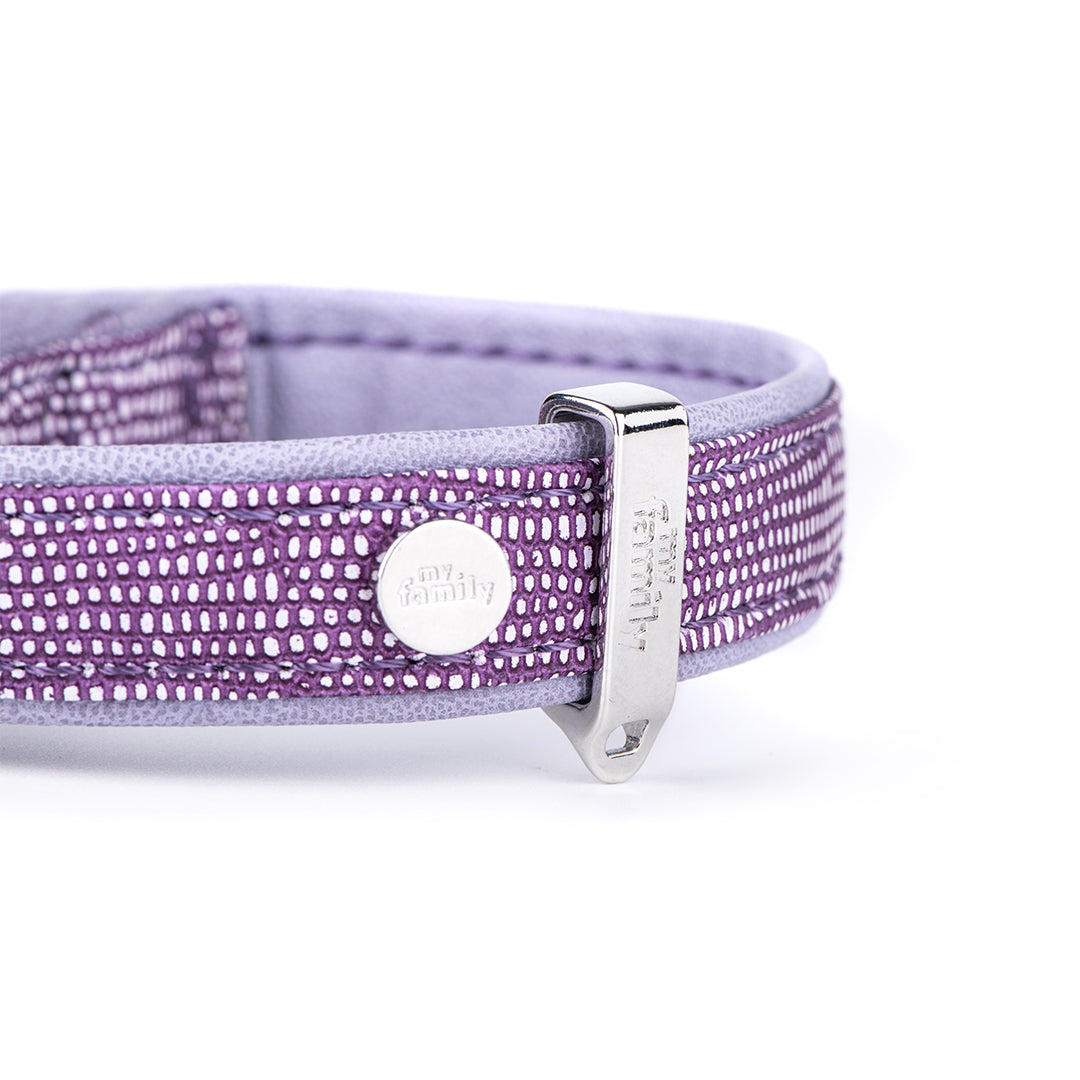 MyFamily Saint Tropez Dog Collar in Fine Crafted Lilac Leatherette