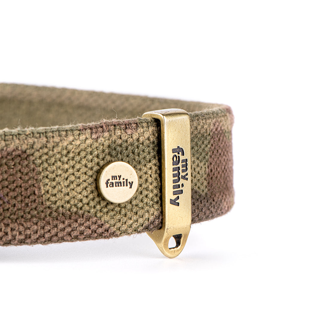 MyFamily West Point Dog Collar in Green Camouflage Mixed Cotton Plated finishing