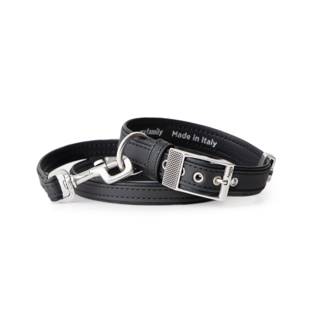 MyFamily Bilbao Dog Collar in Fine Crafted Black Leatherette