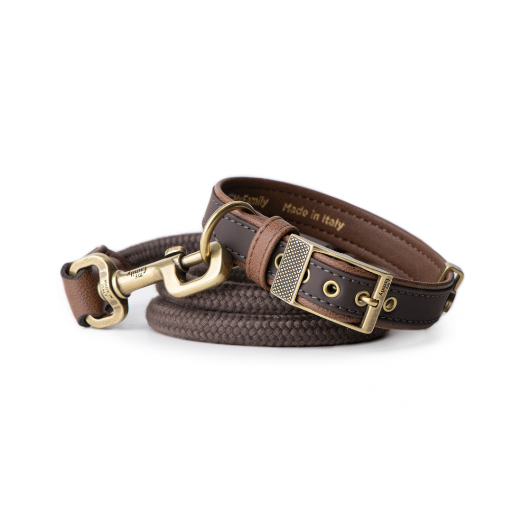 MyFamily Bilbao Dog Collar in Fine Crafted Brown Leatherette