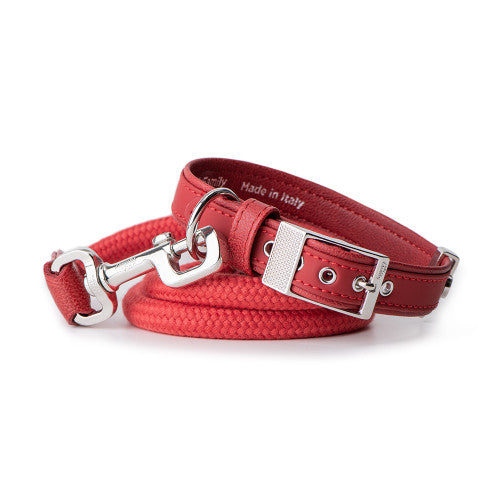 MyFamily Bilbao Dog Collar in Fine Crafted Red Leatherette