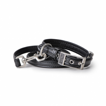 MyFamily Saint Tropez Dog Collar in Fine Crafted Black Leatherette