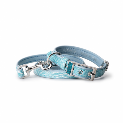 MyFamily Saint Tropez Dog Collar in Fine Crafted Turquoise Leatherette