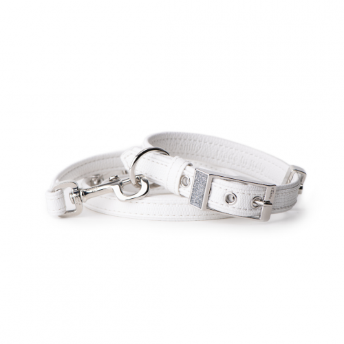 MyFamily Saint Tropez Dog Collar in Fine Crafted White Leatherette